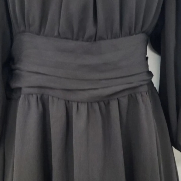 EXLURA‎ Black Long Sleeve Tie Back Dress - Picture 4 of 6